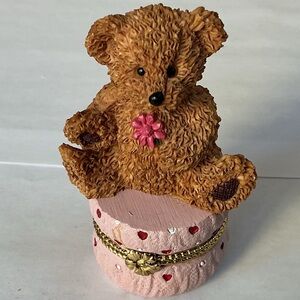 Teddy Bear Trinket Box, resin